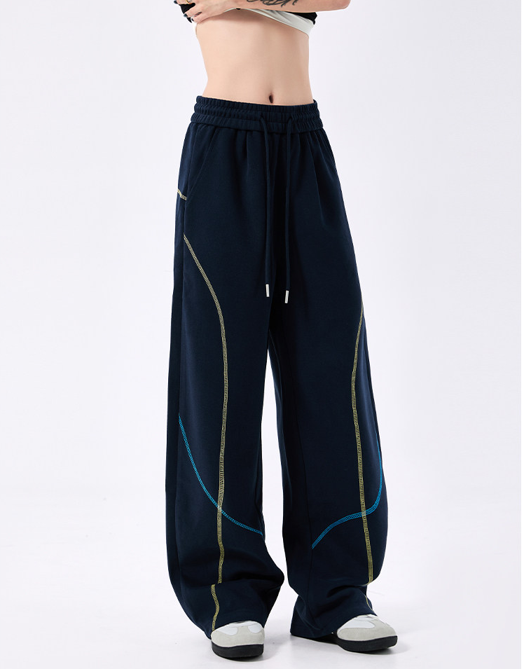 MOCHININRO ステッチカーブラインスウェットパンツ