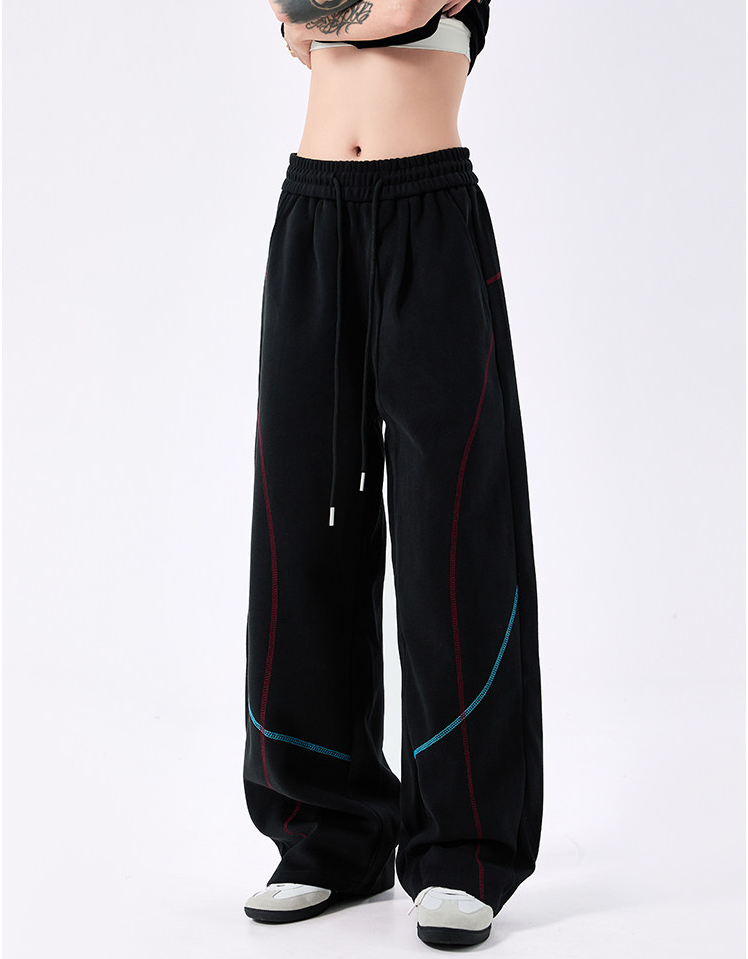 MOCHININRO ステッチカーブラインスウェットパンツ