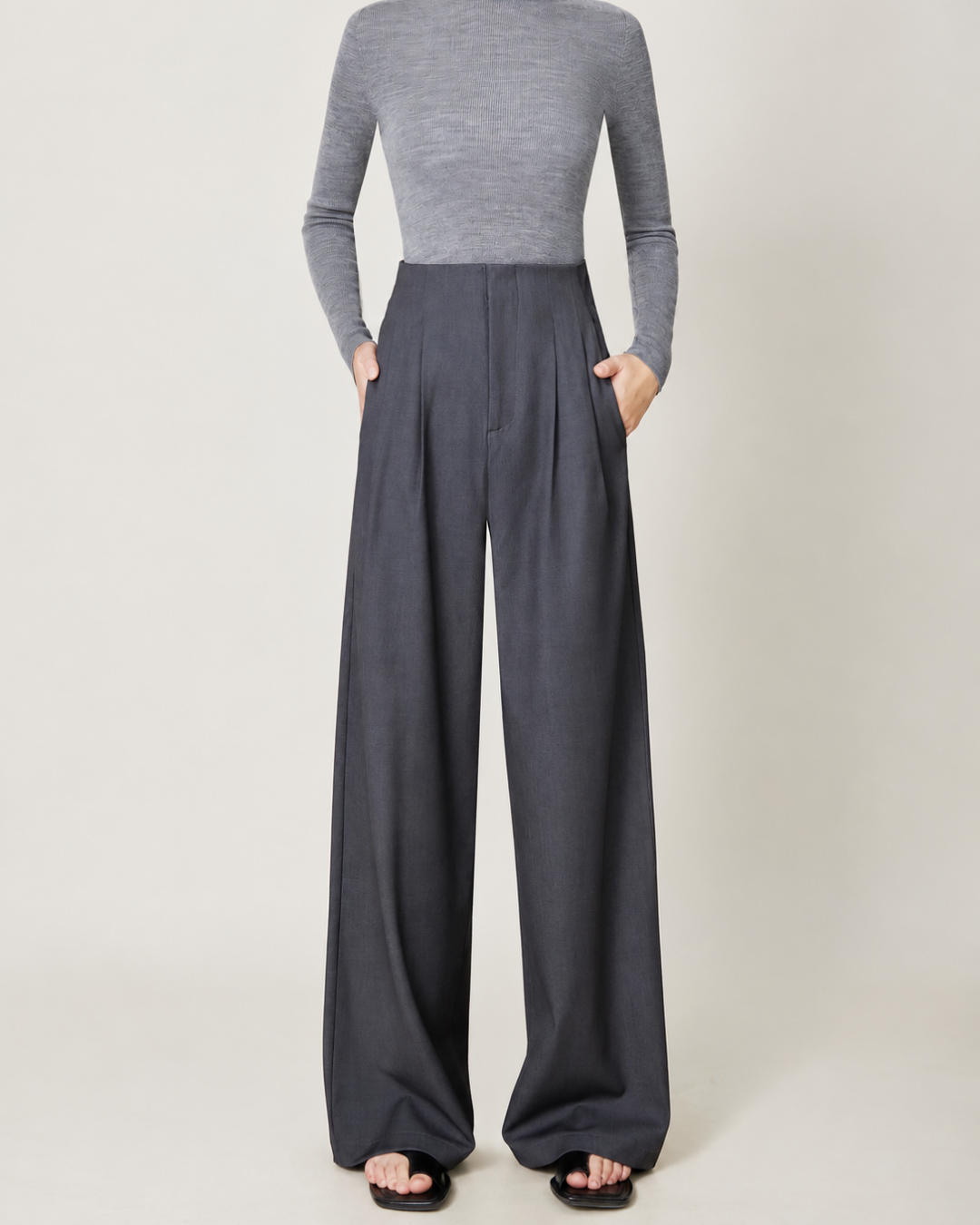 ハイウエストストレートレッグパンツ