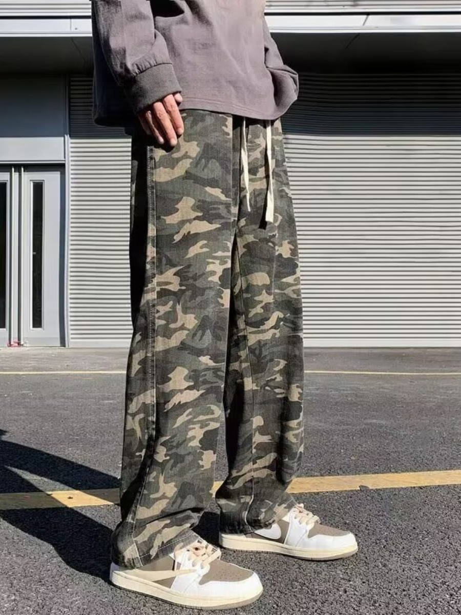 W12s ドローストリングカモフラージュカジュアルパンツ_rara25