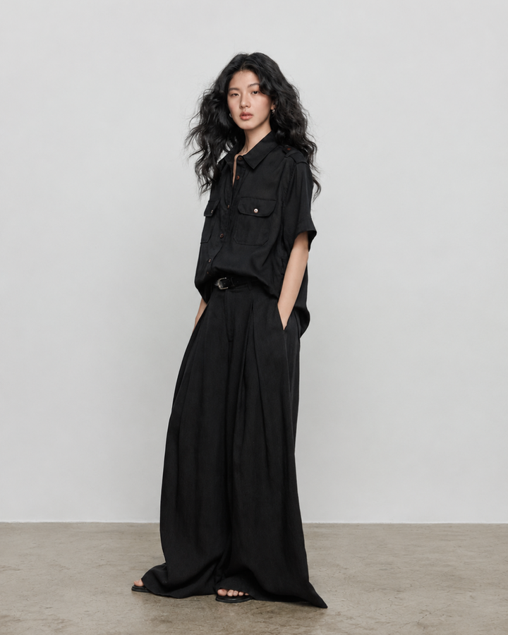 HAVEGAN ワークウェアデザインリネンシャツ