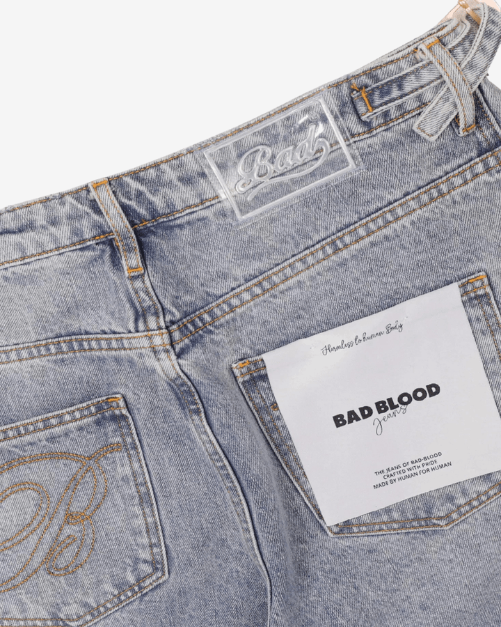 Badblood ワイドレッグウォッシュルーズデニム - zirara