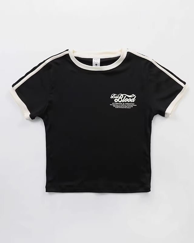 Badblood クロップド リンガーTシャツ - zirara