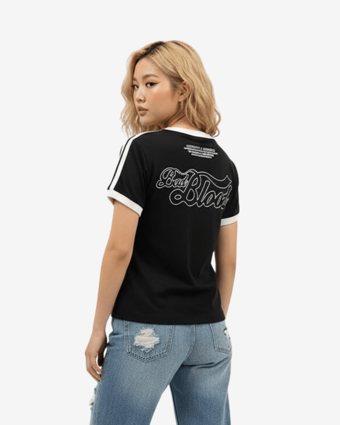 Badblood クロップド リンガーTシャツ - zirara