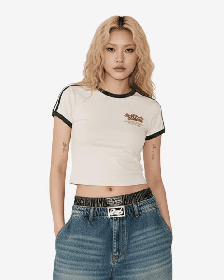 Badblood クロップド リンガーTシャツ - zirara