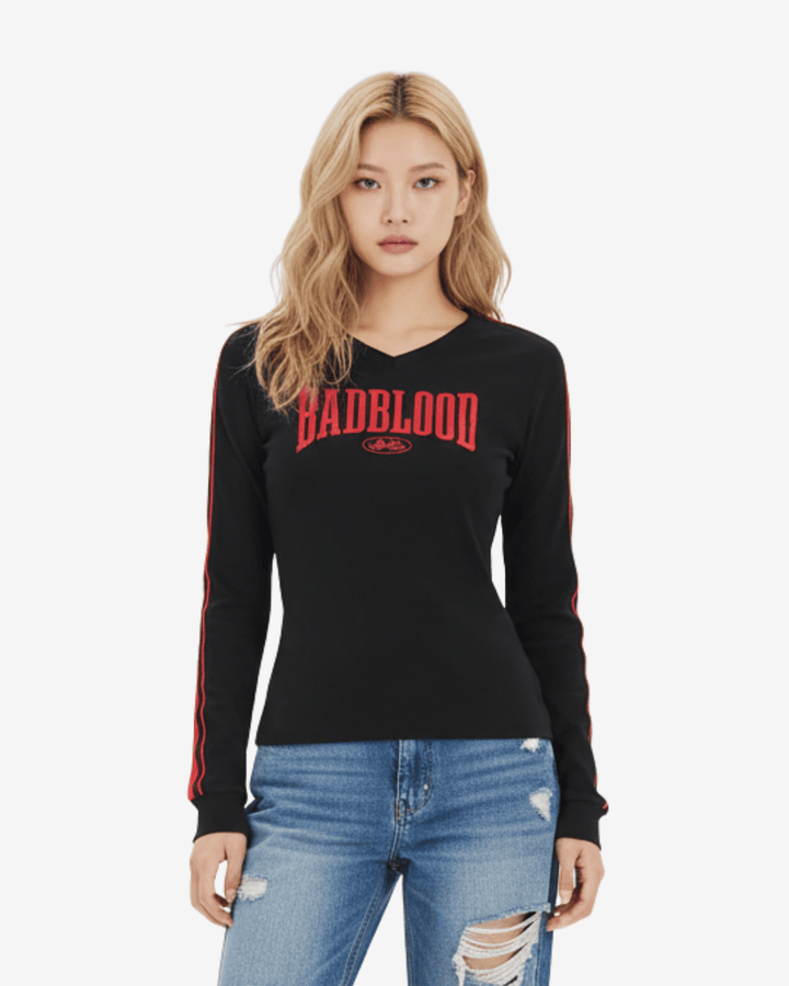 Badblood アメリカンレトロサイドラインロングTシャツ - zirara