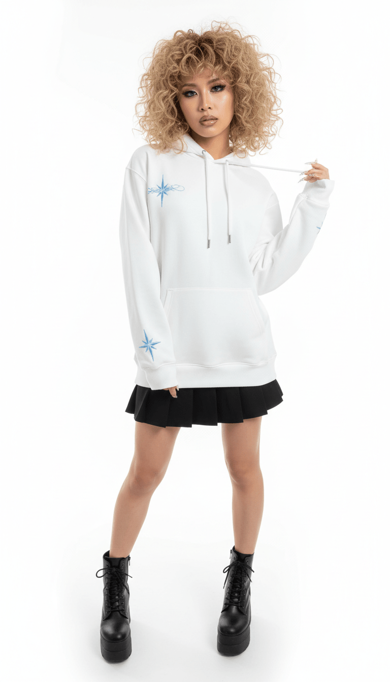 Guochao ポラリス刺繍パーカー_rara4 - zirara