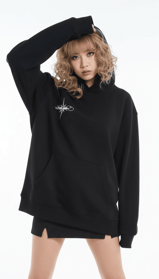 Guochao ポラリス刺繍パーカー_rara4 - zirara