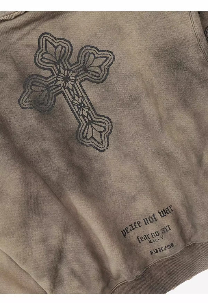 Badblood ゴシッククロスウォッシュドパーカー_rara26