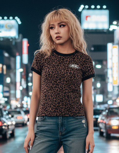 Badblood レオパードプリント Tシャツ_rara22