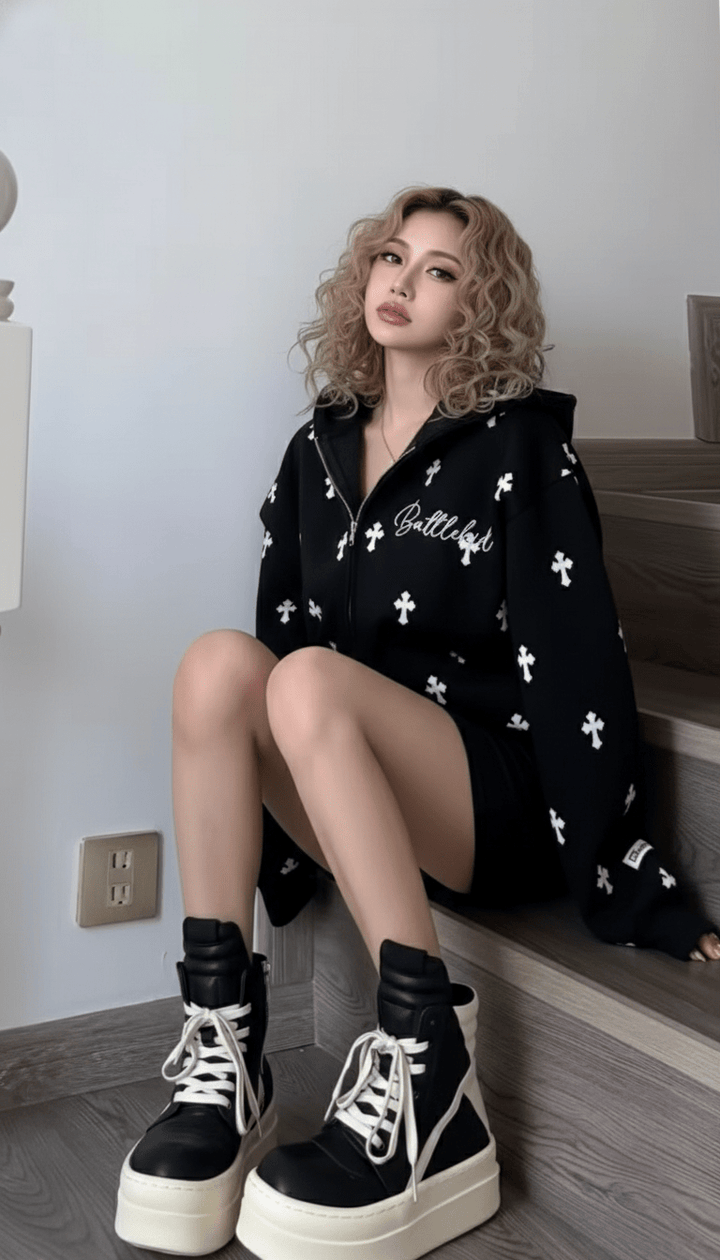 クロスプリントジップパーカ_rara3 - zirara