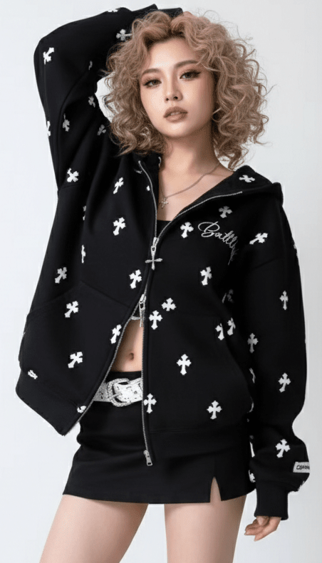 クロスプリントジップパーカ_rara3 - zirara