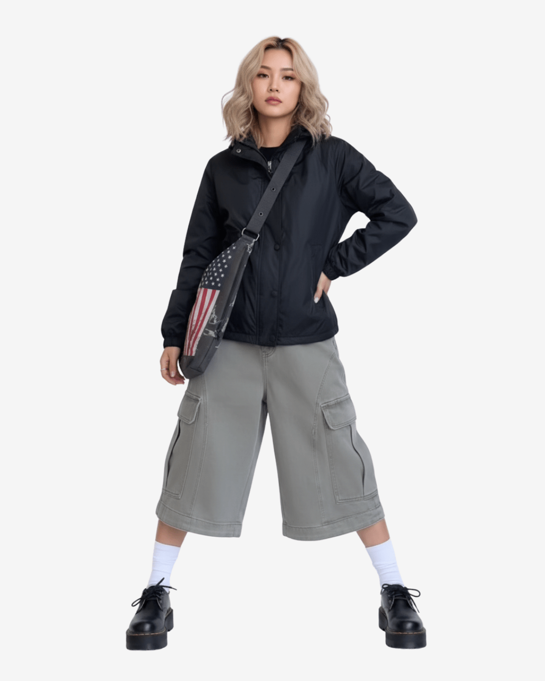 w12s ワイドレッグクロップドショーツ - zirara