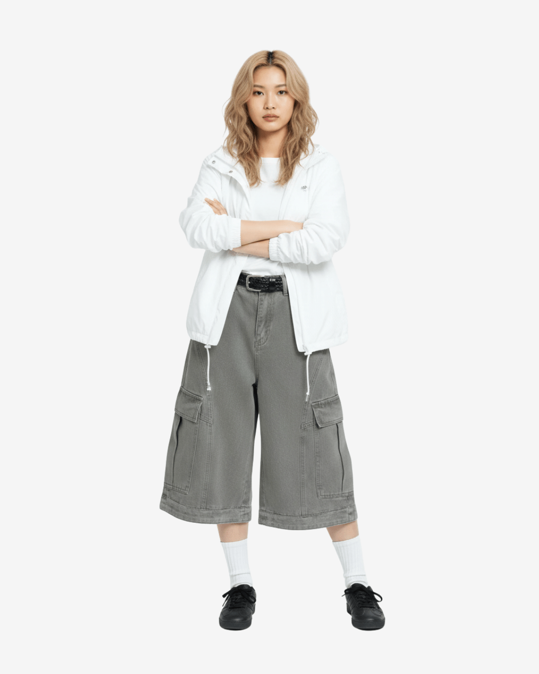 w12s ワイドレッグクロップドショーツ - zirara