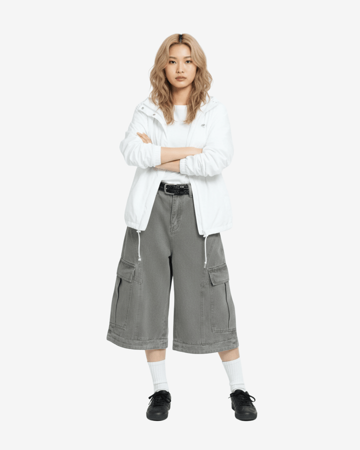 w12s ワイドレッグクロップドショーツ - zirara