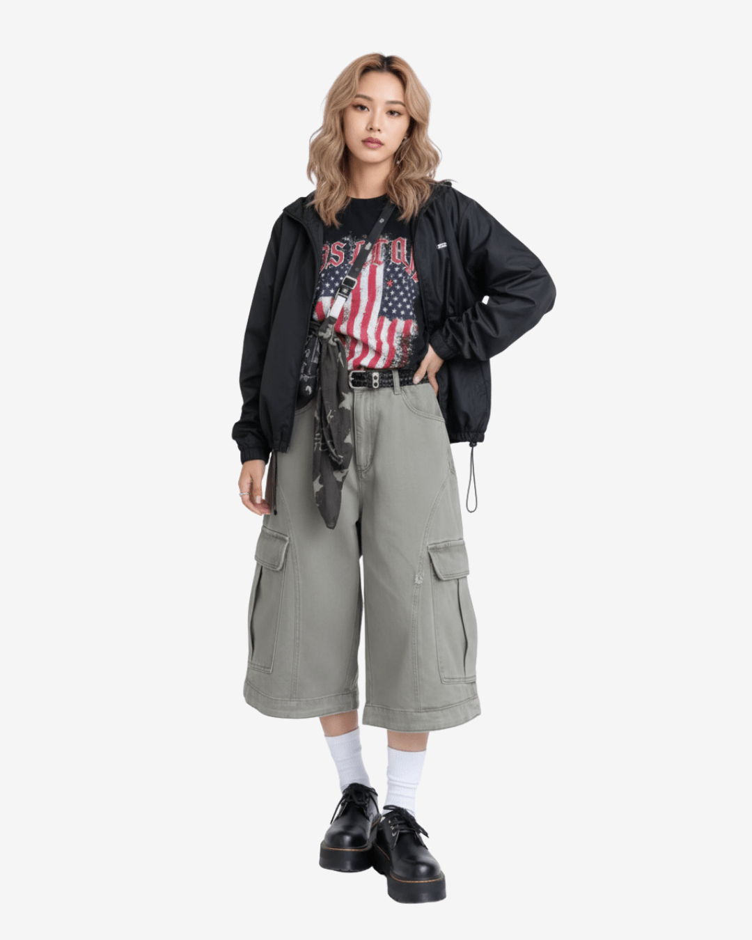 w12s ワイドレッグクロップドショーツ - zirara